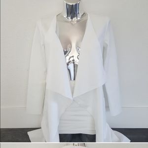 White Pocket Detailed Long Dressy Duster